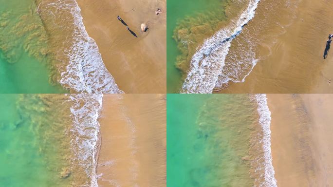 大海海边海水海浪沙滩海滩航拍海岸线风景唯