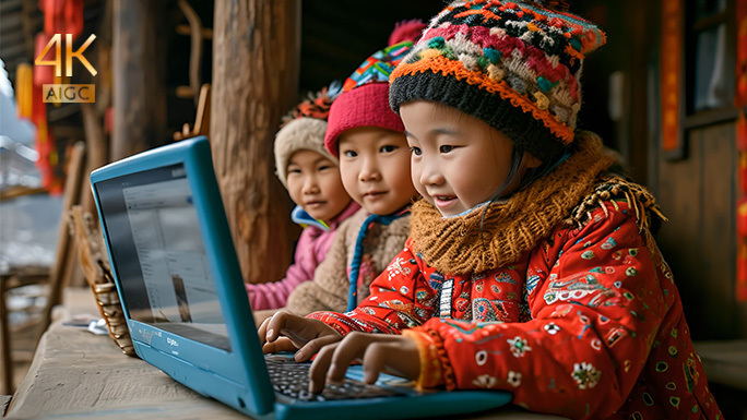 偏远山区儿童上电脑课 地区帮扶 希望工程