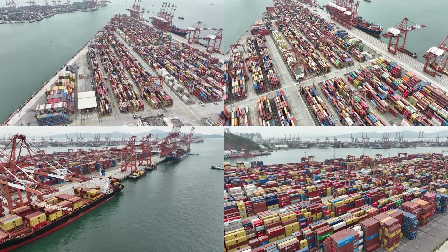 赤湾港港口集装箱塔吊4K航拍