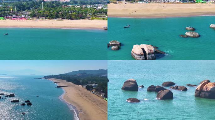 东海大海海边海水海浪沙滩海滩航拍风景唯美