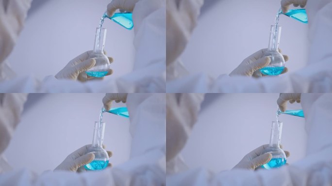 【正版素材】医疗实验试管倒入液体