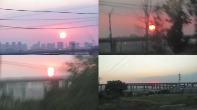 文艺唯美vlog车窗外的落日夕阳