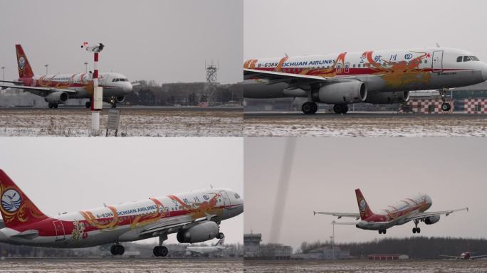 四川航空龙年图案飞机起飞