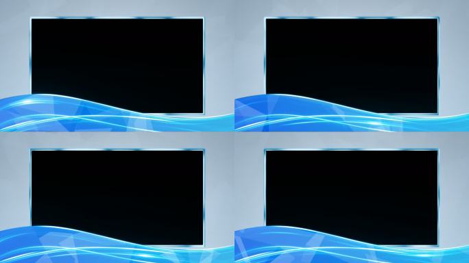 4K蓝色线条电视边框通道循环视频遮罩