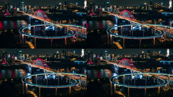 4K 重庆菜园坝大桥夜景灯光
