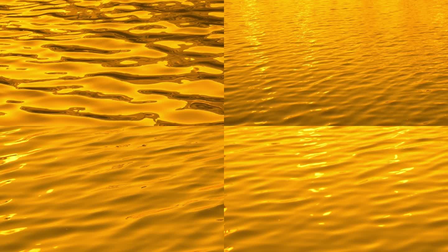 唯美空镜水波纹光斑波光粼粼超清晰金色夕阳