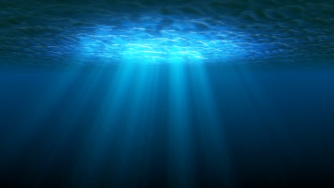 水下光线穿过深蓝色的海底
