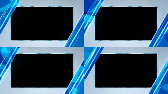 4K蓝色线条电视边框通道循环视频遮罩