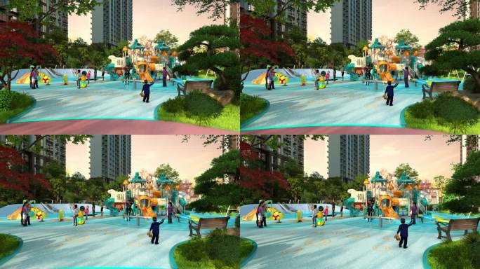 新中式地产三维建筑动画儿童游乐场