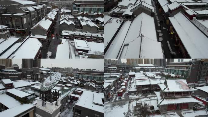 4K 天津古文化街雪景航拍合集