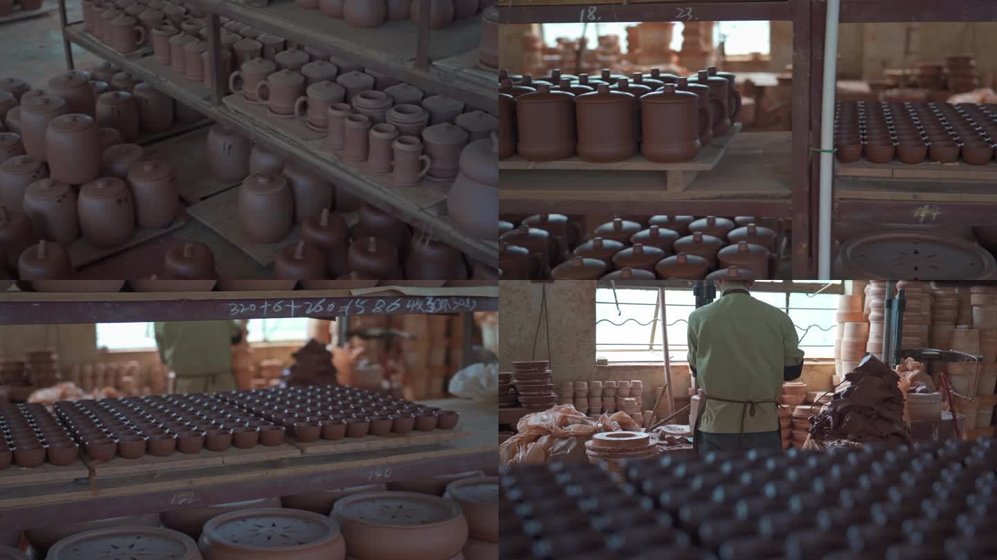 中国广西钦州坭兴陶制作工厂里的泥胚