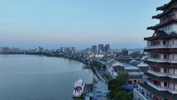 惠州水东街商业城航拍水东西路商业旅游街道