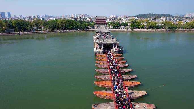 潮州广济桥四大古桥古建韩江风光航拍