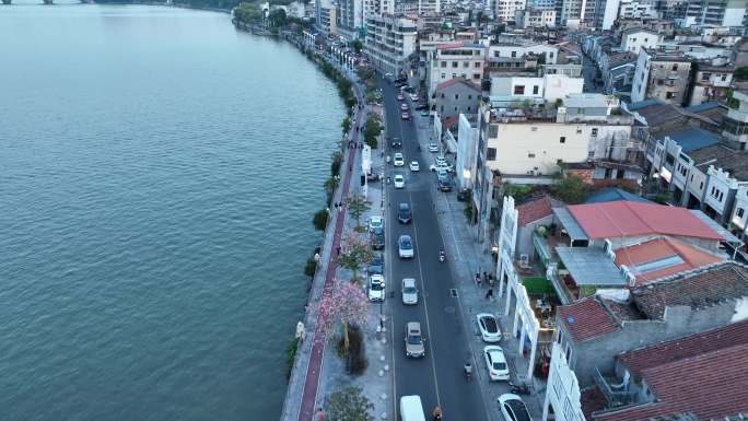 惠州水东街商业城航拍水东西路商业旅游街道