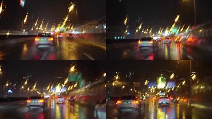 上海 街头 车辆 暴雨 雨天 氛围