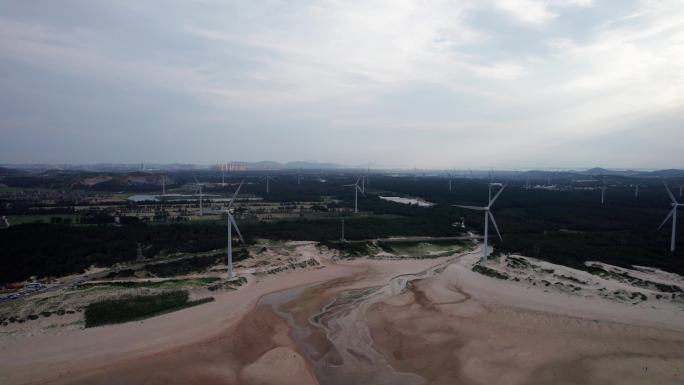 福建平潭风力发电航拍可持续发展风车