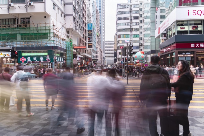 香港尖沙咀弥敦道街景延时 原创8K