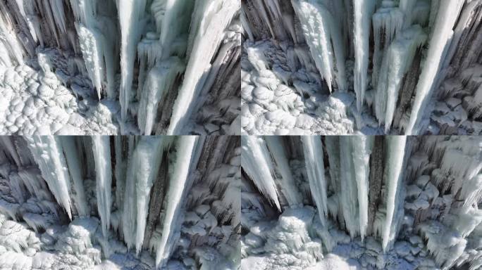 严冬冰瀑冰川景观航拍