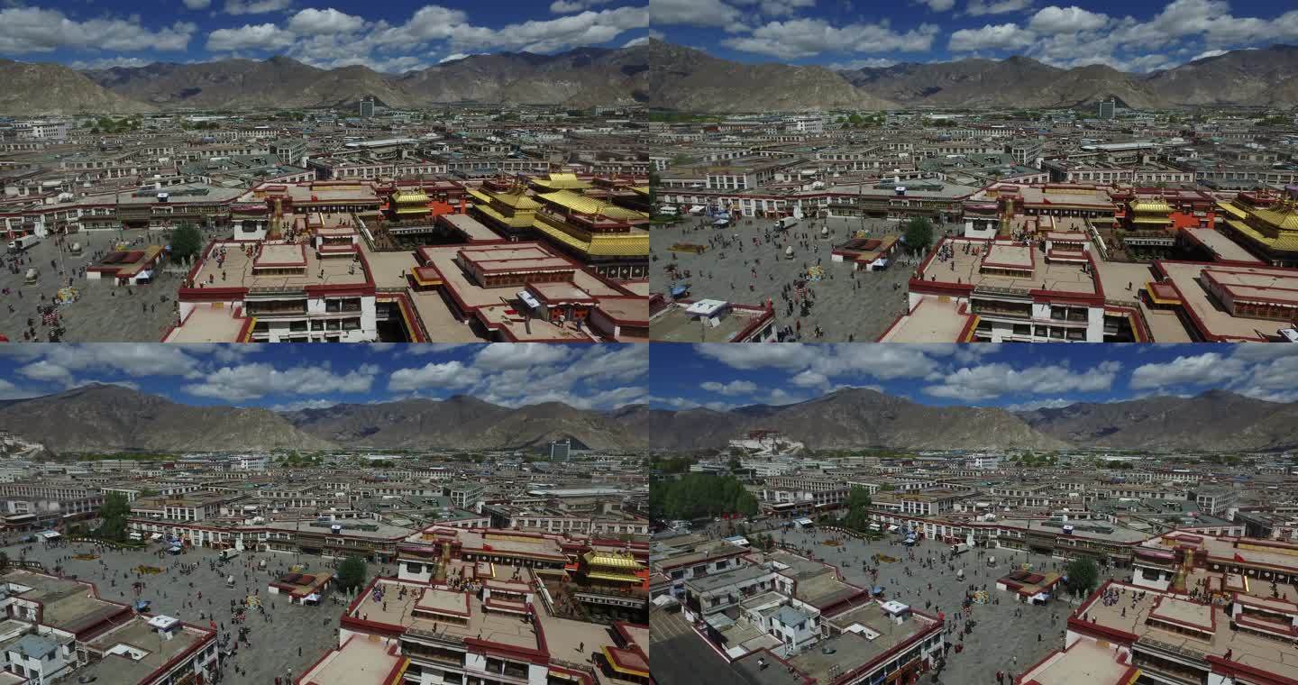 西藏拉萨大昭寺八廓街航拍