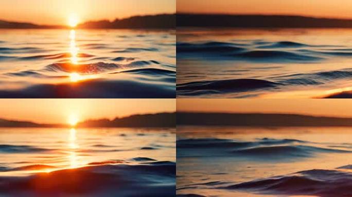超宽屏大海海面的日落波光粼粼海上余晖