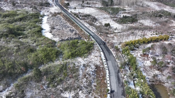 航拍襄阳古隆中风景区腾龙阁隆中山雪景风光