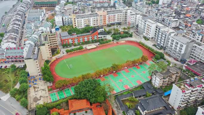 航拍蒙山县城 大景 城市风光