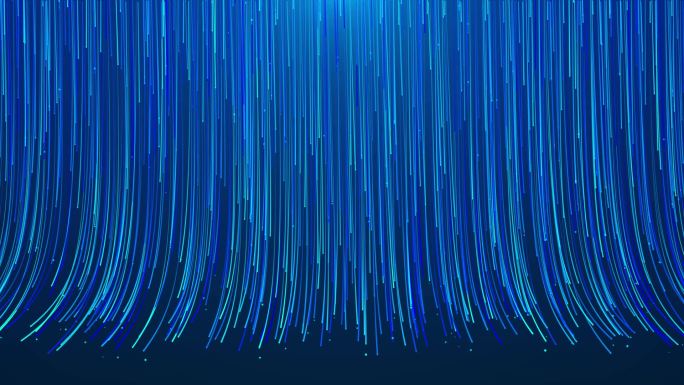 4K模板垫场动画蓝色梦幻粒子光线瀑布背景