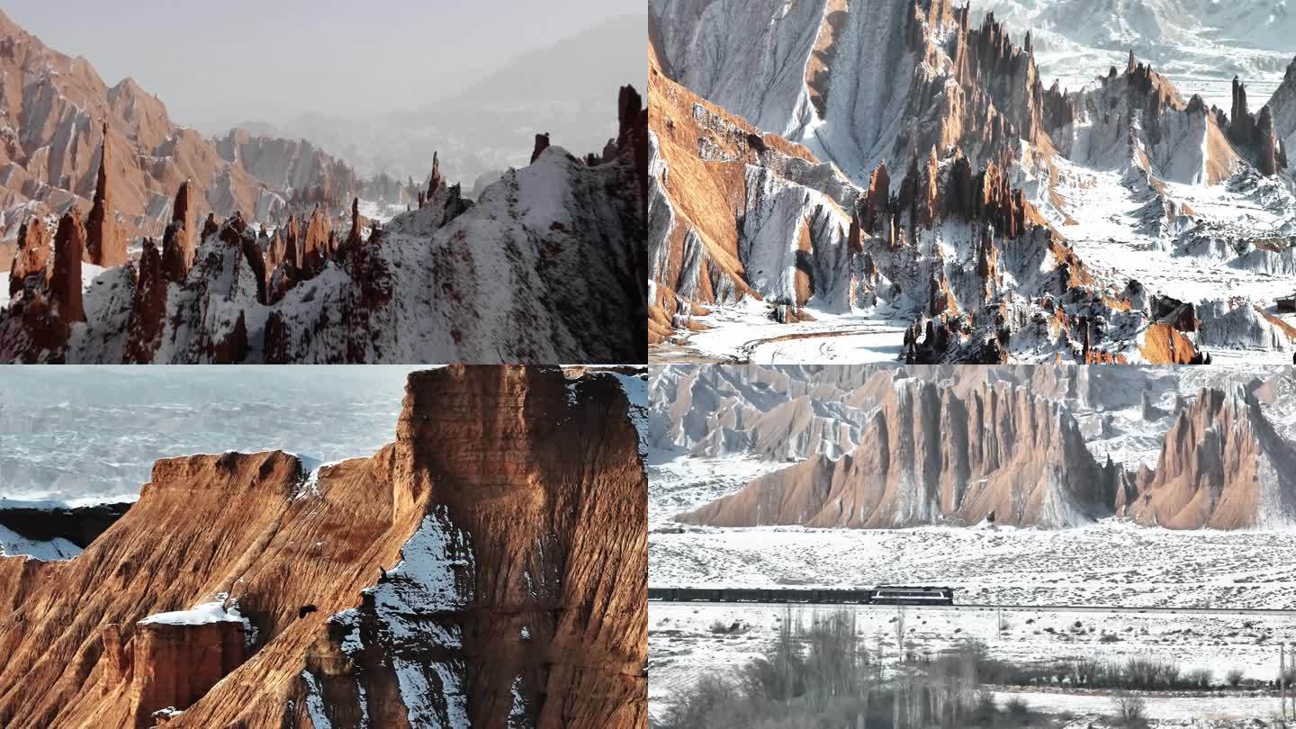 新疆独库公路红山石林的冬天