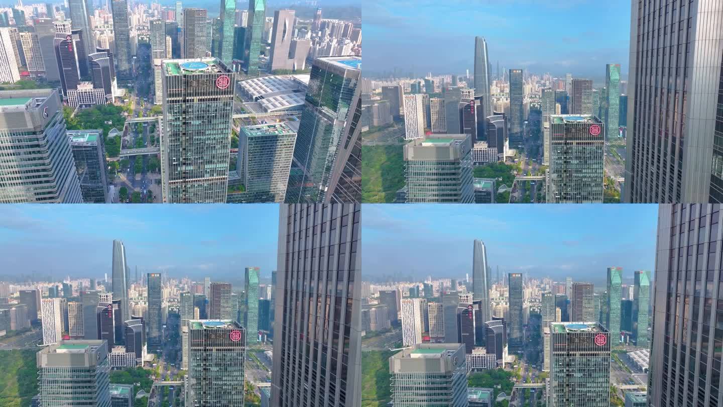 中国银行大楼深圳中心区支行航拍城市高楼大