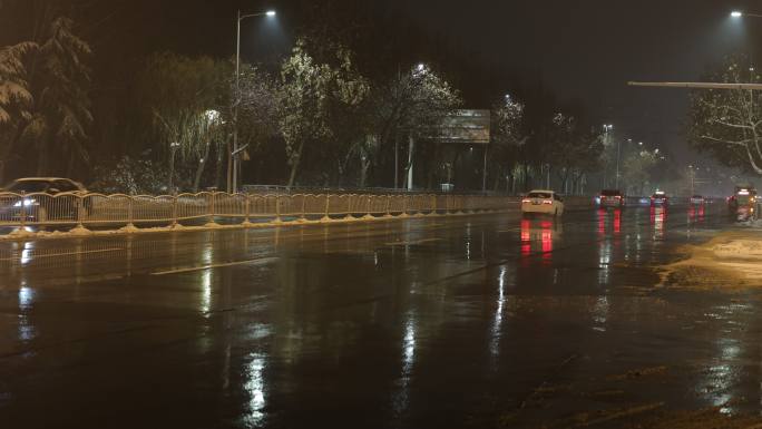 车流延时 雪夜车流 夜晚车流延时