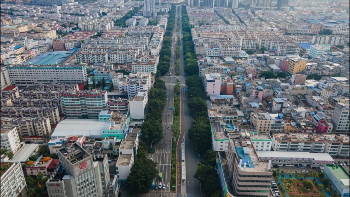 红河州蒙自市天马路银河路航拍延时