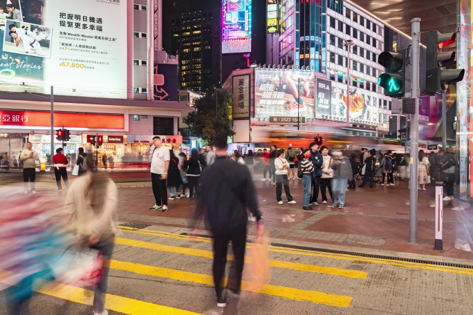 香港铜锣湾轩尼诗道夜景延时 原创7K