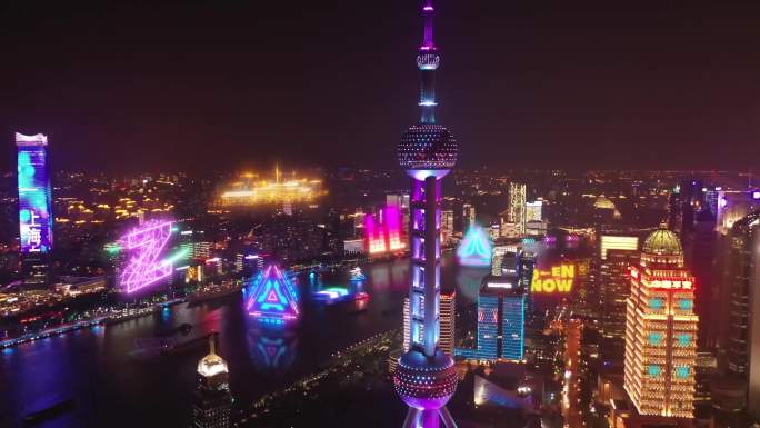 4K上海赛博朋克风格城市夜景