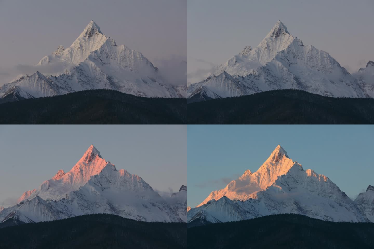 梅里雪山神女峰日照金山延时