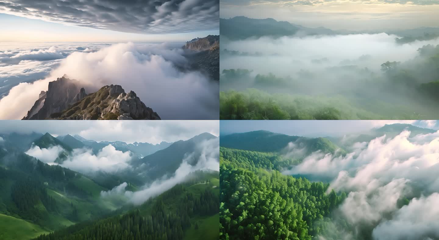 航拍中国山水自然风景祖国风光素材意境山水