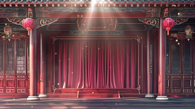 戏曲国风古代宫廷皇宫室内舞台背景大屏