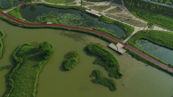 陕西汉中天汉湿地公园超高清视频航拍