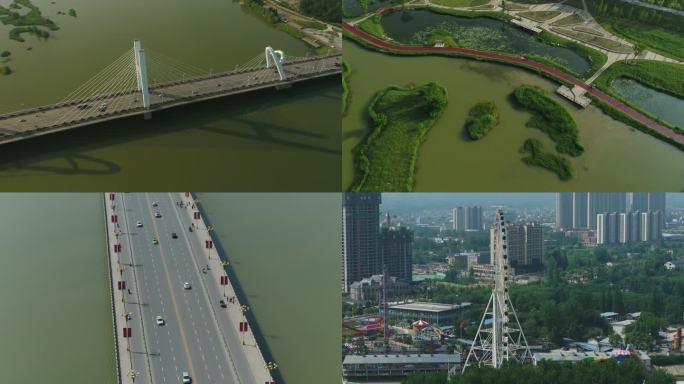 陕西汉中天汉湿地公园超高清视频航拍