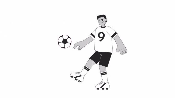 非裔美国球员杂耍足球的2D角色动画