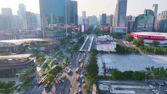 广州天河区天河路正佳广场航拍车流交通城市