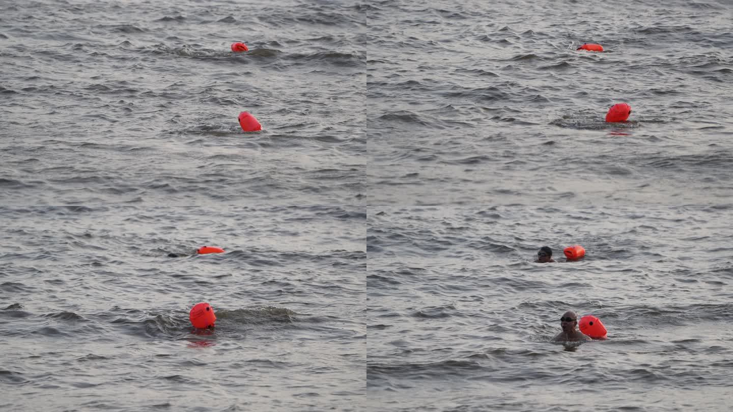 海边沙滩观日出海泳视频4K