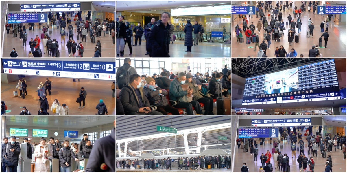 北京西站赶火车候车厅人群