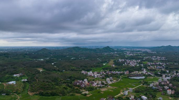 航拍粤西乡村气息鸟瞰大地平原地区