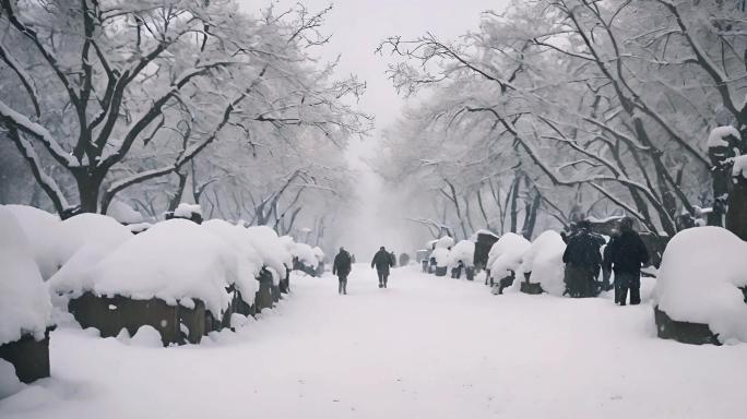 北京霰雪天气寒潮来袭降温下雪降雪冬天寒冷