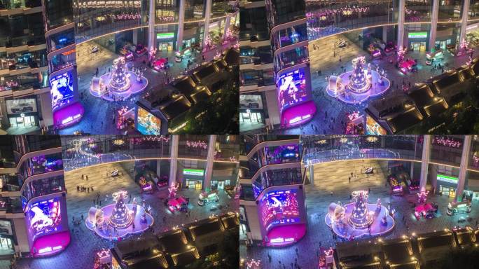 【商用4K】航拍高德广场圣诞节夜景