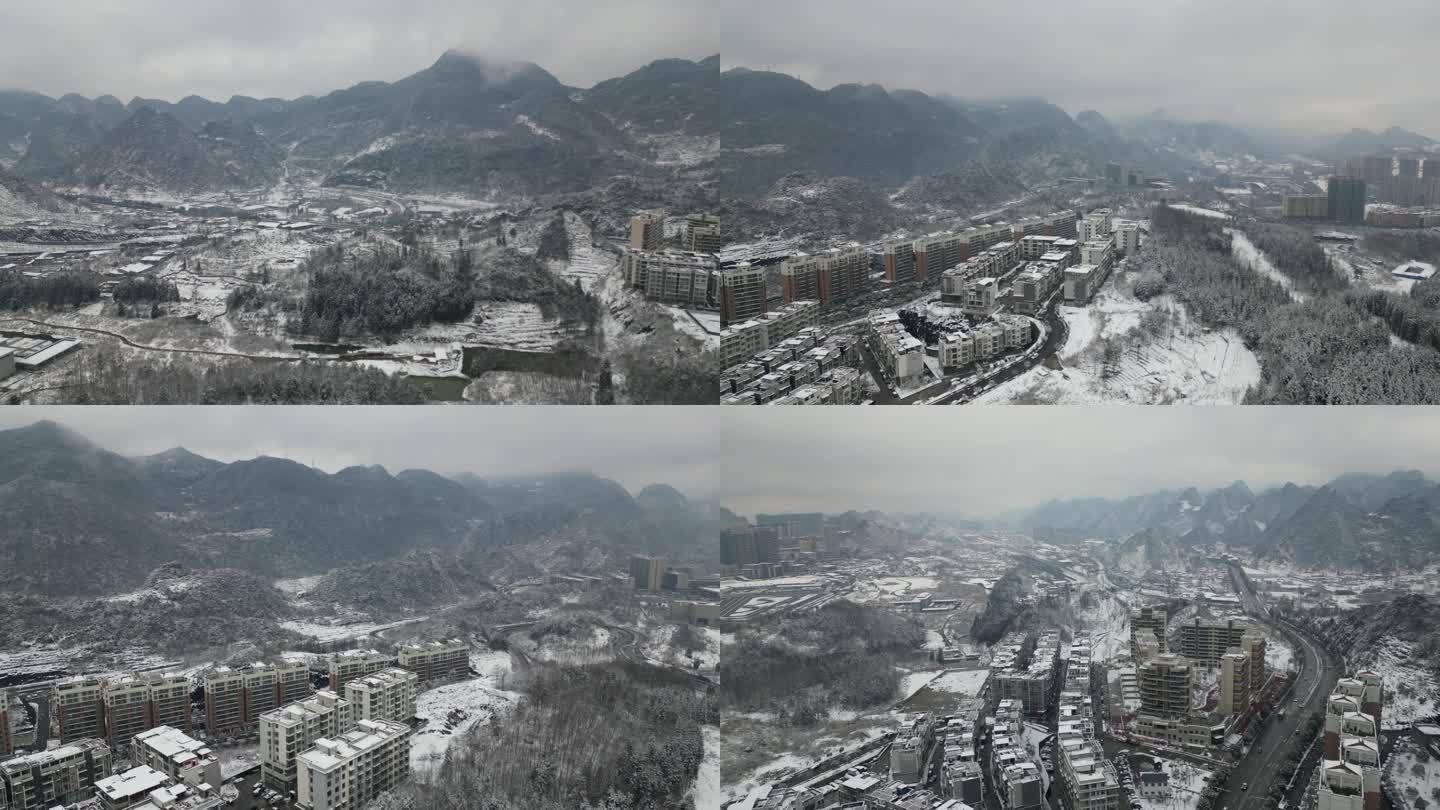 城市雪景、远山雪景