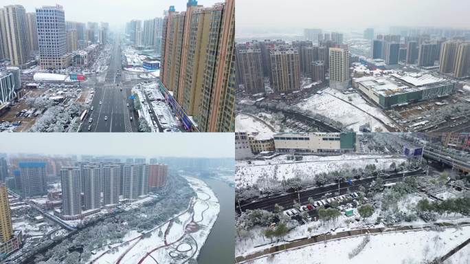2024年衡阳市区冬天雪景大雪华新蒸水