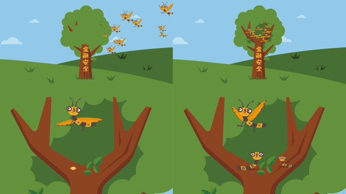 视频素材：洗钱危害+害虫飞舞产卵吃树叶