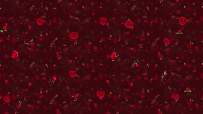 情人节玫瑰环瓷砖下降的背景。这个浪漫的3d动画情人节是循环和平铺。