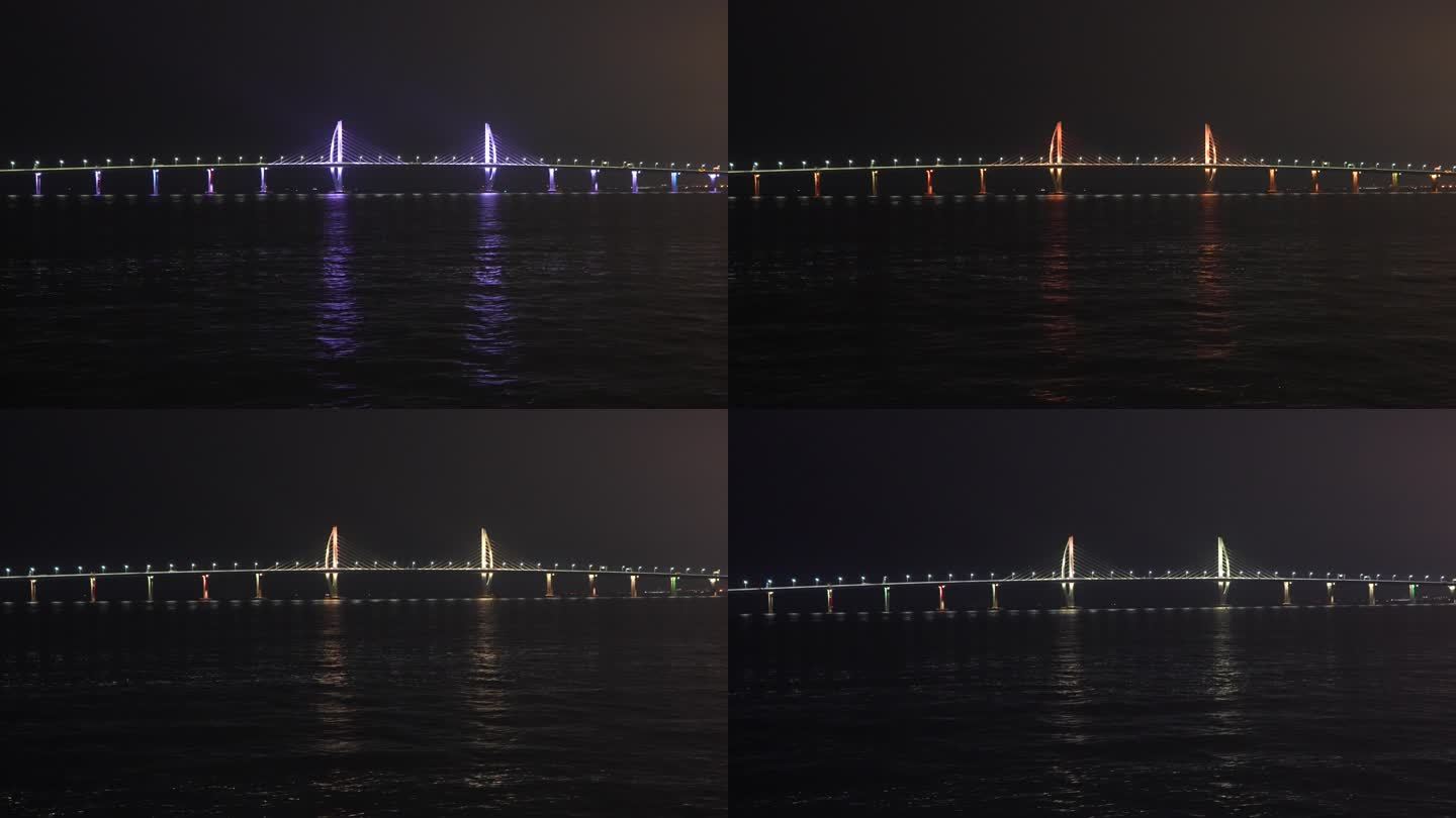 海上城市夜景贝壳大剧院港珠澳大桥4K